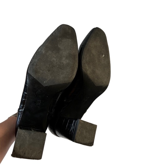 ZARA Animal Print Cowboy Square Toe Ankle Boots Black Sz 39 - Picture 3 of 5